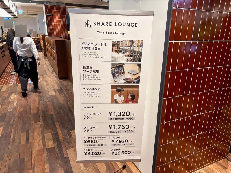 シェアラウンジキラリナ京王吉祥寺の料金表