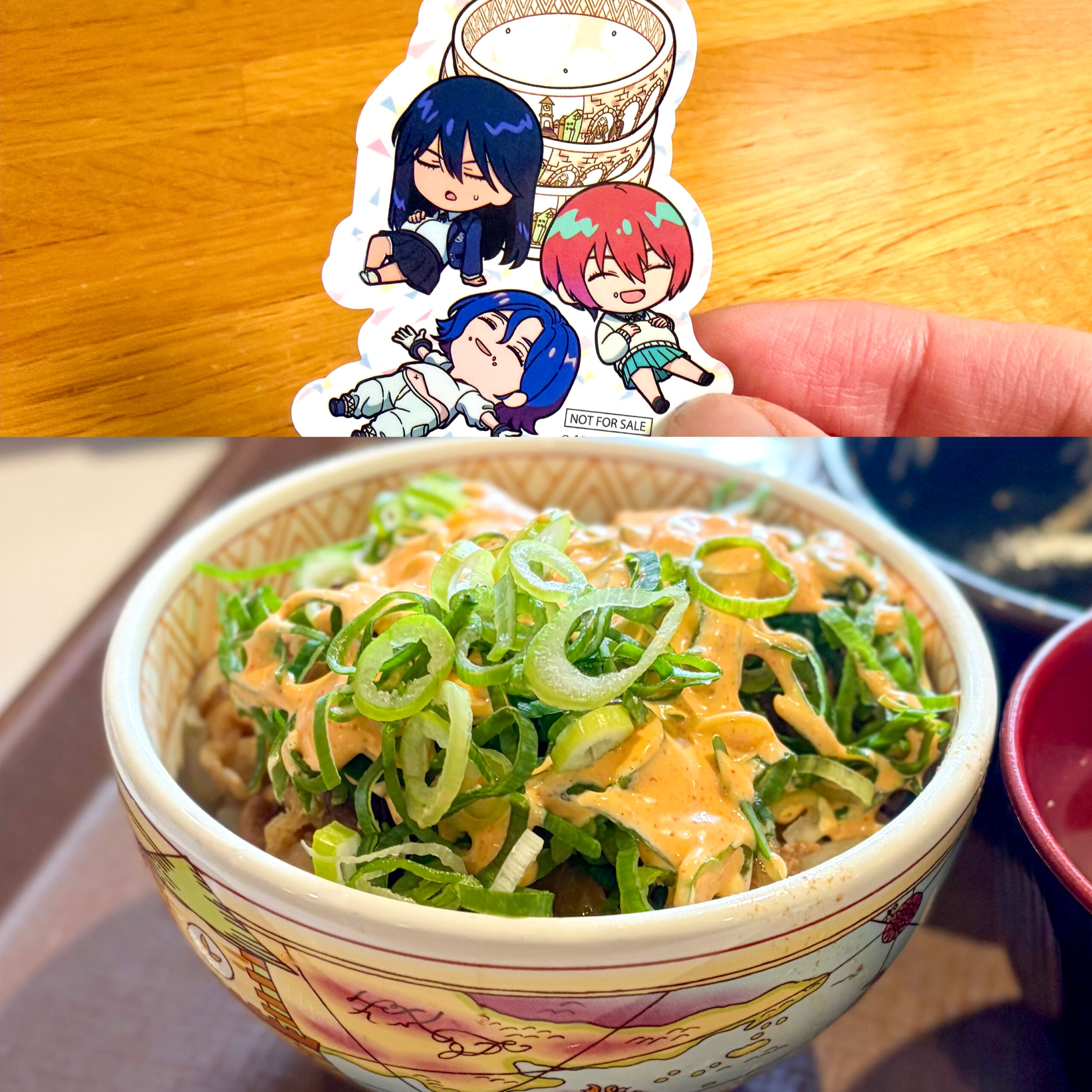 すき家ジークアクスコラボステッカー＋ねぎ明太マヨ牛丼ミニ