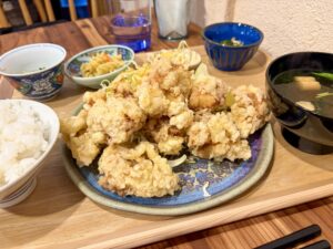 久我山のしらすびよりの鶏のからあげ定食（アップ）